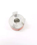 Five Eighth Inch Bore Steel Jaw Coupling Hub L075 Series Beefy Industrial Shaft Coupler for Power Transmission, Rugged Metal Coupler for Machinery, 10688 Style D563199 silver steel hub, top view