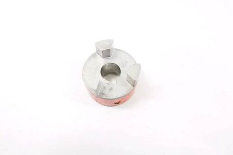 Five Eighth Inch Bore Steel Jaw Coupling Hub L075 Series Beefy Industrial Shaft Coupler for Power Transmission, Rugged Metal Coupler for Machinery, 10688 Style D563199 silver steel hub, top view