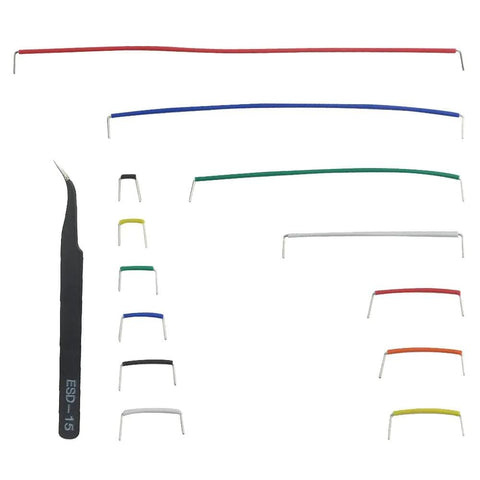 560 Piece Jumper Wire Kit With 8 Colors And 14 Types 2.54mm Dupont Jumpers For Breadboard Circuits displayed with tweezer