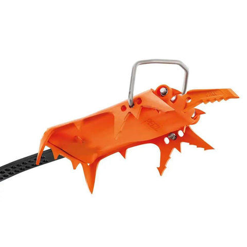 Modular DART LLF Crampons For Ice Climbing And Dry Tooling Lightweight Aluminum Build with Adjustable Front Tips in Orange and Black