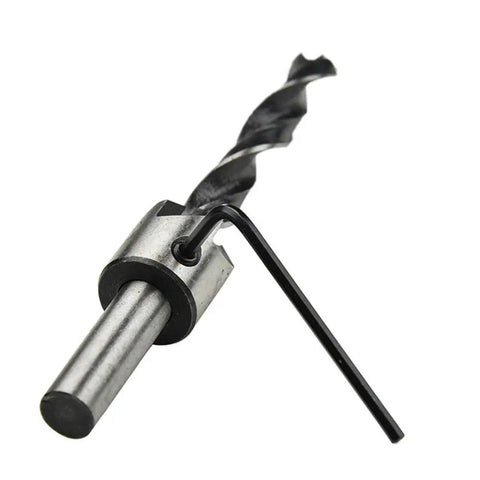 Heavy Duty 7 Piece Countersink Drill Bit Set For Woodworking featuring a precision steel cutter and hex key for adjustments.