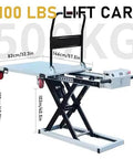 Heavy Duty Electric Scissor Lift Table With 660 Pounds Capacity Hella Sturdy Foldable Frame And Slick One Touch Operation Smooth Retractable Platform For Warehouses Workshops And Zero Hassle Heavy Hauling with measured dimensions.