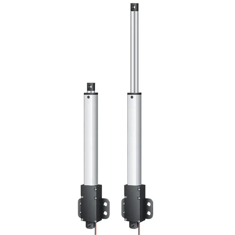 Compact Direct Current Linear Actuator With 6V 12V 24V Options 50mm Stroke 150 mm per sec Speed 15kg Lift, silver metal rod