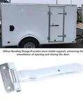 12 Inch Metal Offset Bent Strap Trailer Door Hinge For Side Doors And RVs Universal Fit Shown Against Enclosed Cargo Trailer