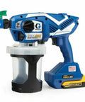 Pro Grade Cordless Airless Handheld Paint Sprayer Featuring Triax Triple Piston Pump, 20V battery, for drywall and deck staining.