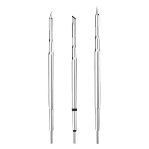 Three metal soldering tips, Durable Soldering Iron Tip For Precision Electronics Assembly And Education Pro Grade Soldering Head For Tight Spots Smartphone Tablet Repair And Smooth Workflow