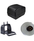 Heavy Duty Thermal Transfer Label Printer With Smooth 200 DPI Output And Zero Sweat Quiet Hustle Plug And Play Usb Lan Serial Port Setup For Wash Care Tags Jewelry Barcode Shipping Roll, includes printer, roll holder and label roll.