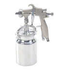 Heavy Duty Aluminum Pneumatic Spray Gun With Bottom Pot For Smooth Automotive And Sheet Metal Topcoat Finish 13 Millimeter Nozzle side view