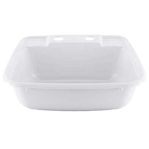 Compact Rectangle RV Sink For Small Camper Bathrooms Single Bowl Lavatory Basin In White Plastic Fits Most RV Vanities Includes Drain Stopper And Hardware