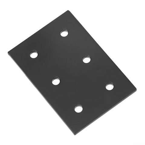 Heavy Duty Stainless Steel Flat Connecting Plates With 6 Holes For Table Chair Bed Shelf Frame Repair Black Heavy Hardware Fasteners, black flat connector plate viewed at an angle.
