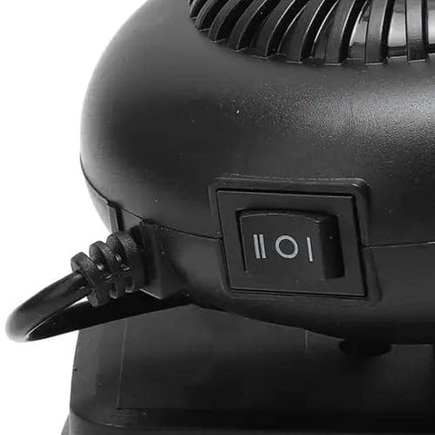 Close-up of the switch on a Cordless Portable Space Heater Bringing That Real Deal Warmth For 18V Batteries With 170W Electric Fan.