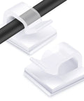 60 Pack Clear Cable Clips With Heavy Duty Adhesive For Indoor And Outdoor Wire Management showing two clips holding a cable.