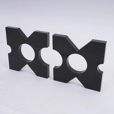 Beefed Up Heavy Duty 20 Ton And 32 Ton H Frame Shop Press Plates With 4 Notches, 1 Inch Thick Thickened Hydraulic Plate Set Built To Last For Metalworking, 9.75 By 9.75 Inches, Pair black steel H-frame shop press plates with 4 notches
