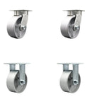 Industrial Grade Heavy Duty Kingpinless Caster Set With 5 Inch Semi Steel Cast Iron Rollers bronze swivel and rigid casters
