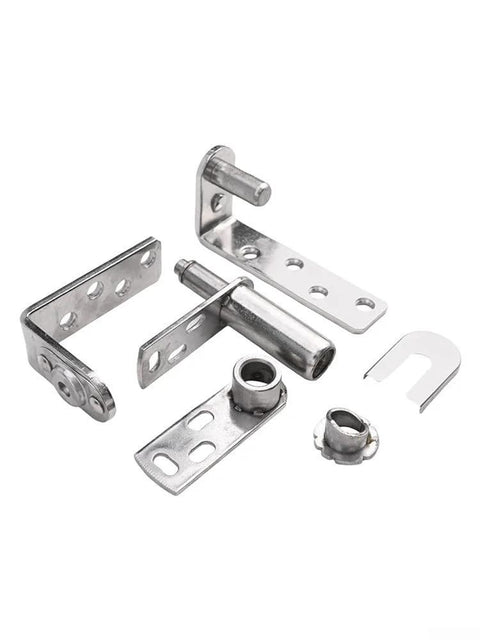 Stainless steel double swing door hinge set for cafe, bar or saloon doors with self-return feature and high load-bearing capacity.