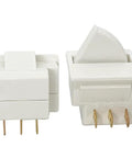 Two Pack 3 Pin Refrigerator Door Light Switches, Momentary Fridge Switches With Brass Contacts, 125V/250V AC, 2.5A At 250V Or 6A At 125V, Includes NC And NO Contacts, Easy Replacement For Fridges, shown front and side view