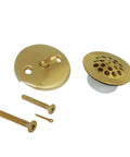 Grid Tub Drain Kit In Brushed Brass With Universal Fit, Easy Install, Includes Strainer and Overflow Plate with Lever