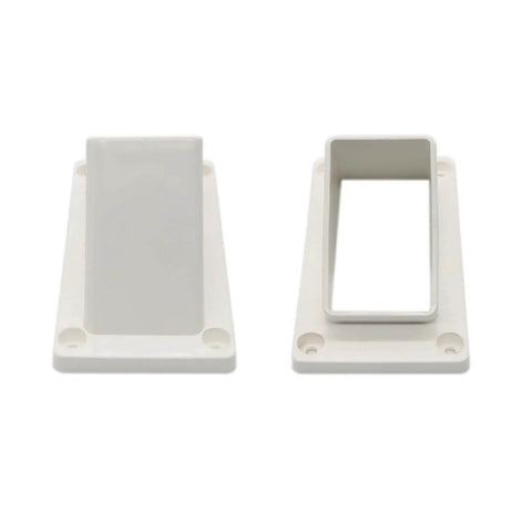 Two Pack Vinyl Stair Hand Rail Bracket Kit For 2 Inch By 3 And A Half Inch Rails, White Fence Brackets With Screws Included, Durable Weatherproof Vinyl Mounts For Decks And Fences, Easy Install