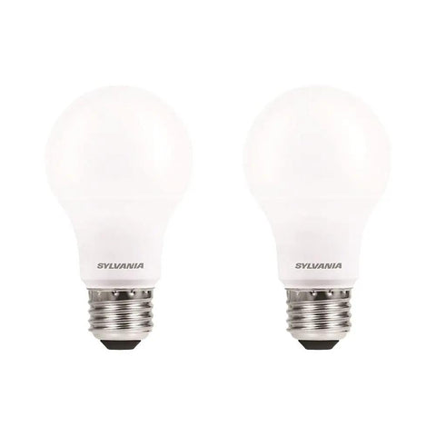 Two LED Light Bulb A19 6W Replacement For 40W Incandescent, Frosted Finish, Daylight 450 Lumens, Medium Screw Base, 2 Pack