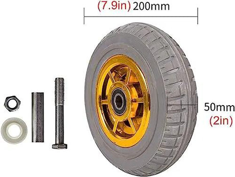 Heavy Duty 200mm Rubber Swivel Casters With Locking Brakes Set Of Four Built Strong For Furniture And Utility Carts Rolls Smooth As Butter Precision Bearings Rock Solid Grip Handles Massive Weights Easy showing a detailed caster wheel with hardware.