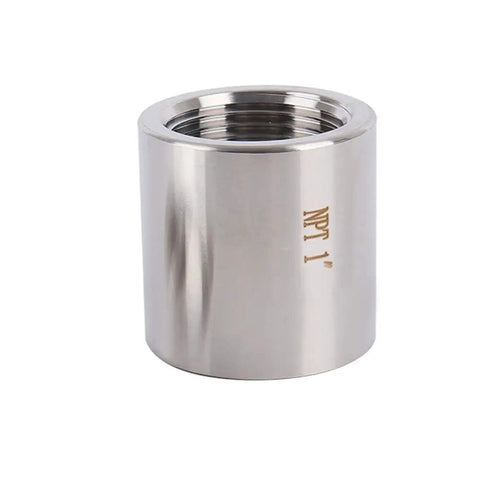 Heavy Duty Stainless Steel 304 Pipe Coupling 1-1/4 Inch NPT Female X 1-1/4 Inch NPT Female Forged High Pressure Class 3000 Fitting for Fuel Plumbing Gas and Refrigeration Systems, 1" marked