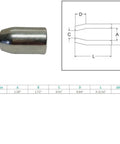 Top Shelf Marine Grade Stainless Steel 316 Flemish Swage Sleeves For Heavy Duty Wire Rope Crimping 4 Piece Kit close-up of sleeve dimensions.