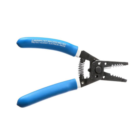 Wire Stripper And Cutter For 8-16 AWG Solid And 10-18 AWG Stranded Wire With Locking Mechanism, blue grips visible