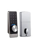 Top Tier Smart Door Lock With Waterproof Keypad And App Remote Access, featuring a sleek design and illuminated keypad.