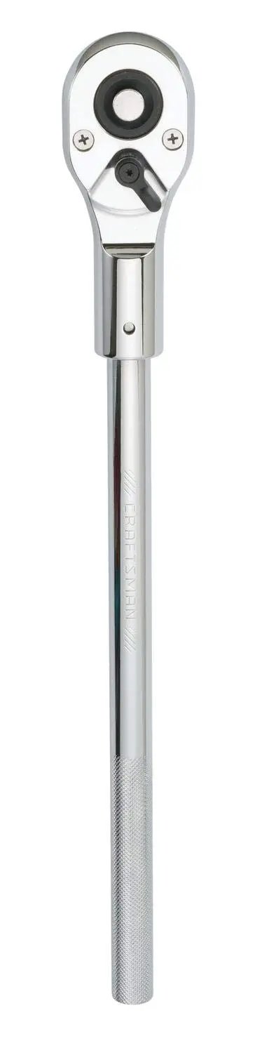 Three Quarter Inch Drive 24 Tooth Pear Head Ratchet With Chrome Finish Corrosion Resistant ASME Compliant for Auto Repairs