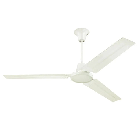 56 Inch Indoor Ceiling Fan With J Hook Mounting System In White Three White Steel Blades Mighty Quiet Motor