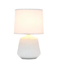 Petite Pleated Ceramic Table Lamp With Off White Fabric Shade 5 Ft Cord 40W Equivalent Type B Bulb Not Included Classic English Style