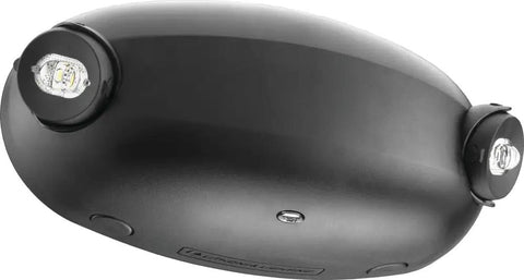 Lit LED Emergency Light With Manual Testing, 220 Lumens, Black, Built For Big Indoor Commercial Spaces Up To 12 Foot Mounts, damp location rated