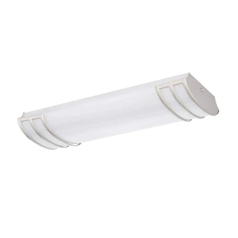 Two Foot LED Linear Light Fixture Wet Listed Brushed Nickel Finish Delivers 2180 Lumens At 120 Volts And 25 Watts For Kitchen Office Or Closet Long Lasting Fifty Thousand Hour Life Ideal For Damp Areas, side view