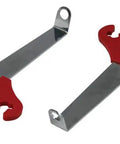 Red Four Hole Spark Plug Wire Loom Kit With Chrome Brackets for universal fit 7-9 mm wires, includes two 4-hole looms.