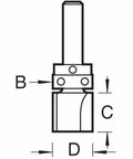 Pro Grade Guided Profiler Router Bit With One Quarter Inch Shank And Half Inch Cut Diameter detailed diagram showing dimensions B, C, and D.