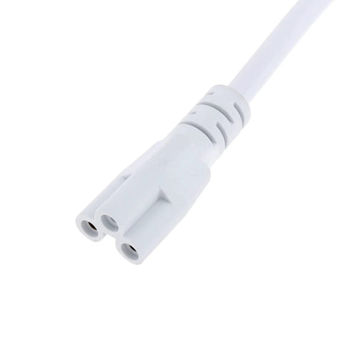 Close-up of Three Pin T5 T8 LED Wire Connector Power Cord Six Foot Extension Cable with US molded plug