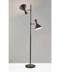 Arlo Tree Floor Lamp With Dual Shades, 67.25 Inch Tall, 2 x 60W Max, Black Finish, Modern Mid Century Style For Living Room, Ambient And Task Lighting, Bulbs Not Included