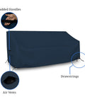 Outdoor Loveseat Cover Weatherproof 12 Oz PVC Coated Polyester Patio Sofa Cover With Air Vents And Drawstrings, Blue, 54W x 35H x 37D