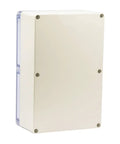 Rugged Abs Plastic Junction Box Boasting Ip65 Waterproof Seals And Dustproof Design, sleek grey housing and clear cap.