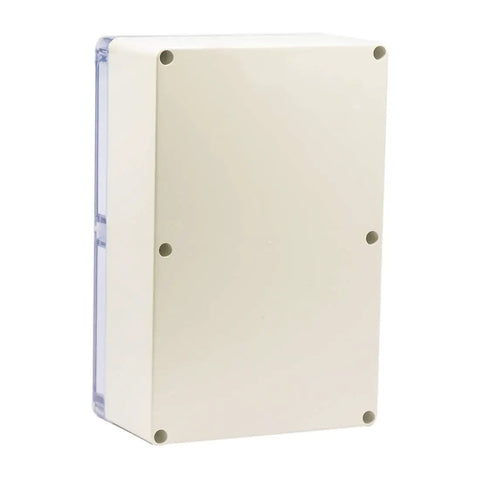 Rugged Abs Plastic Junction Box Boasting Ip65 Waterproof Seals And Dustproof Design, sleek grey housing and clear cap.