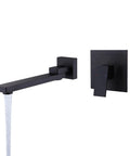 Wall Mount Tub Faucet With Extra Long Spout Single Handle Tub Filler Valve Brass Rough In Matte Black Finish Durable Solid Brass Construction For A Spa Like Bath