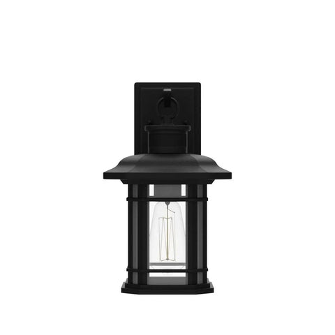 Motion Activated Outdoor Wall Lantern With Dusk To Dawn Sensor In Black Aluminum Anti Rust Finish For Farmhouse Exterior Lighting