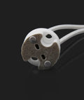 Detailed view of a 10 Pack MR16 12V Ceramic Lamp Holder with 140mm fly leads for LED fixtures.