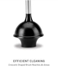 Magnetic Drip-Free Toilet Plunger and Holder Set for Modern Low-Flow Toilets, narrow flange fit, black finish close-up.