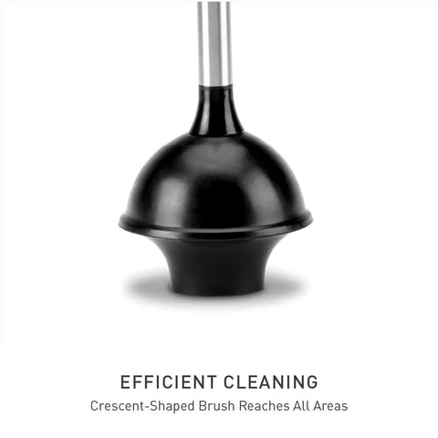 Magnetic Drip-Free Toilet Plunger and Holder Set for Modern Low-Flow Toilets, narrow flange fit, black finish close-up.