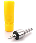 MT3 60-Degree Live Revolving Center for CNC Lathes, high-precision, heavy-duty carbon steel, shown with yellow protective case