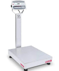 Straight Up Top Shelf 250 Lb Heavy Duty Digital Industrial Bench Scale With Bright Backlit Display and smart keypad on a solid platform.