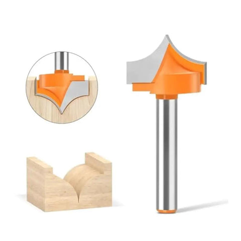 Premium 6mm Shank CNC Router Bit Fancy Milling Cutter For Woodworking Carving Projects, showing detailed blade design and wood cut.