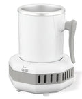 Kickass Dual Temperature Electric Beverage Warmer And Cooler Compact Desktop Mini Fridge For Boiling Coffee And Icy Soda Quick Thermo Chiller Heater For Home Or Office White with on/off switch