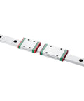 Pro Grade Miniature Rail Guide With Linear Block For Precision Motion, 1000mm Rail Length, 1 Piece shown in metal with linear blocks.